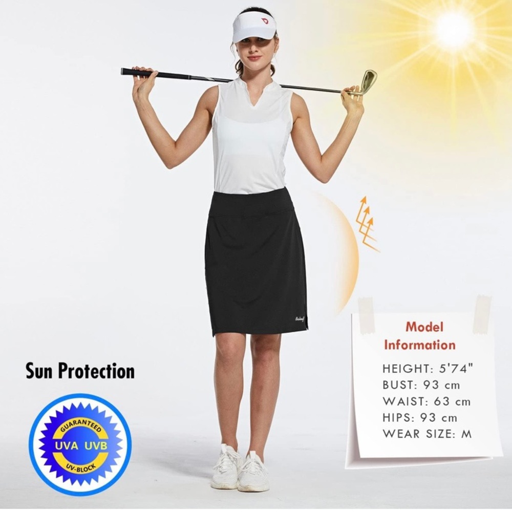Women's 20" Modest Knee Length Skirt Athletic Shorts Zipper Pocket UV Protection